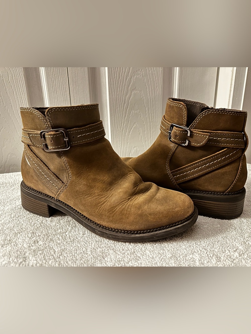 Clarks Brown Ankle Boots with Buckle
